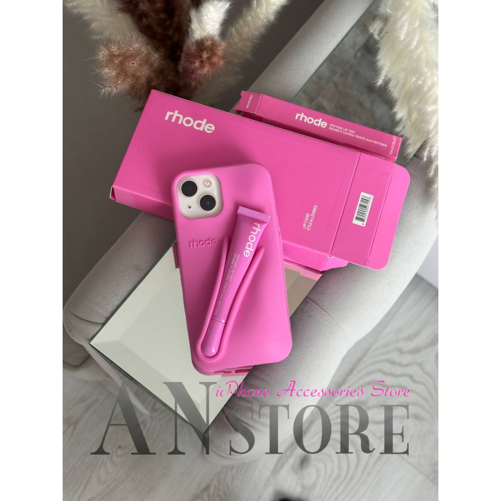 Рожевий чохол Rhode на айфон 13 з відділенням для блиску для губ